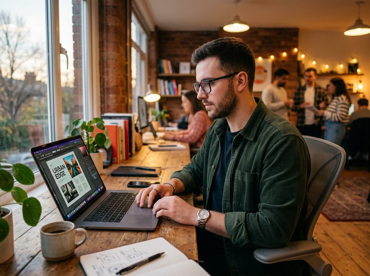Specialist editing product catalogue on laptop